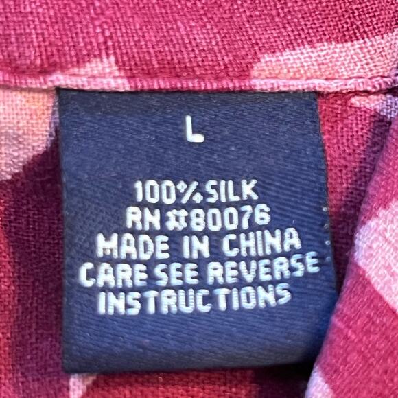 Robert Stock Silk Men's Large Red Hawaiian Print Short Sleeve Vacation Shirt - Picture 3 of 8